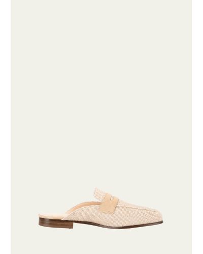 SOPHIQUE Riviera Raffia Penny Loafer Mules - Natural