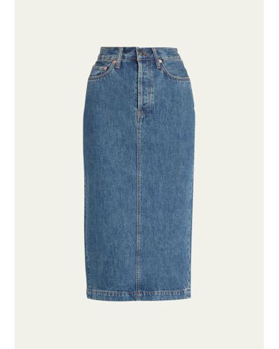 Wardrobe NYC Denim Midi Skirt - Blue