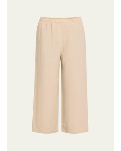Eskandar Cropped Linen Pants - Natural