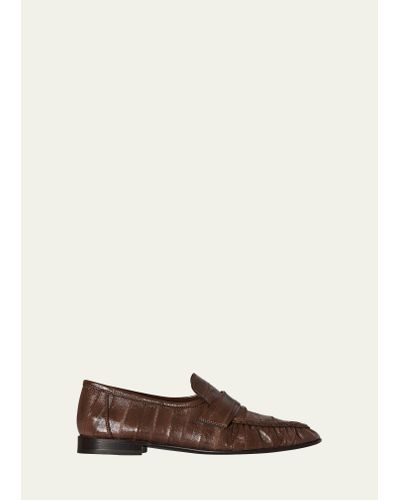 The Row Soft Leather Flat Loafers - Natural