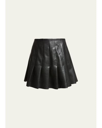 Alice + Olivia Carter Vegan Leather Pleated Mini Skirt - Black