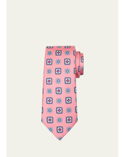 Kiton Silk Medallion-print Tie - Pink
