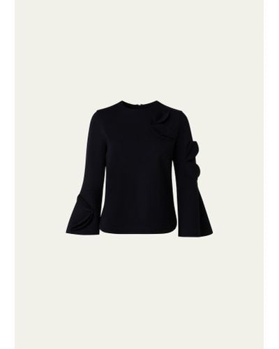 Akris Punto Cutout Jersey Shirt With Bird Applique Detail - Black