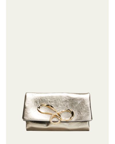 Alexis Pave Pillow Leather Clutch Bag - Natural