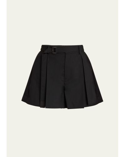 Sacai Belted Pleated Suiting Shorts - Black