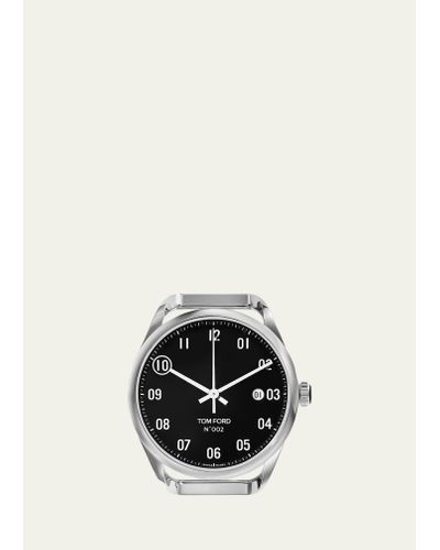 Tom Ford Automatic Round Polished Stainless Steel Case - White