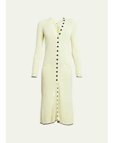 Proenza Schouler Cameron Long-sleeve Knit Button-front Dress - Natural
