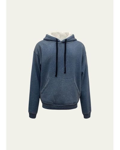 Cout de la Liberte Crystal-embellished Hoodie With Sherpa Lining - Blue