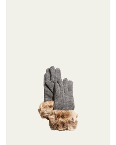 Pia Rossini Monroe Touch Screen Gloves W/ Faux-fur Cuffs - White