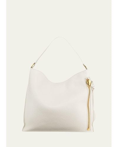 Tom Ford Alix Hobo Small In Grained Leather - Natural