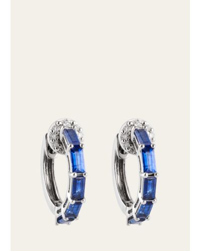 Nam Cho White Gold With Black Rhodium Hoop Earrings With Sapphires And Diamonds - Blue