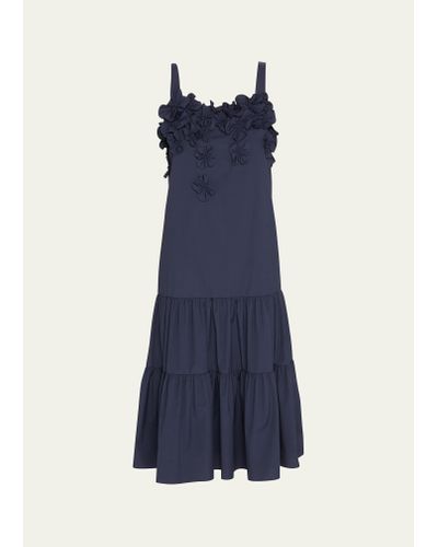 Jason Wu Tiered Floral-embellished Dress - Blue