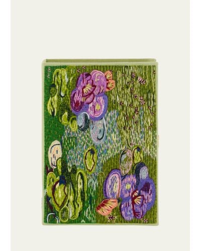 Olympia Le-Tan Monet Waterlilies Book Clutch Bag - Green