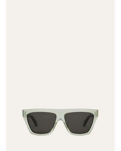 Celine Logo Flat-top Square Acetate Sunglasses - Multicolor