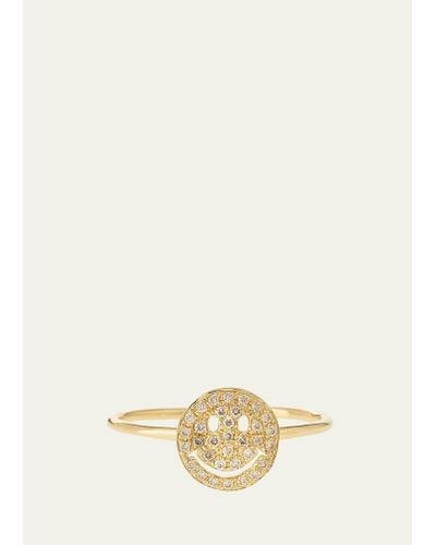 Sydney Evan 14k Gold Happy Face Diamond Ring - Natural