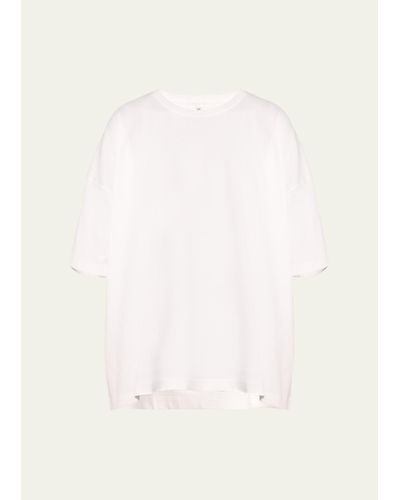 Eskandar Short Sleeve Longer Back T-shirt Mid Plus - Natural