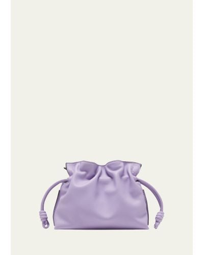 Loewe Flamenco Mini Clutch Bag In Napa Leather With Blind Embossed Anagram - Purple