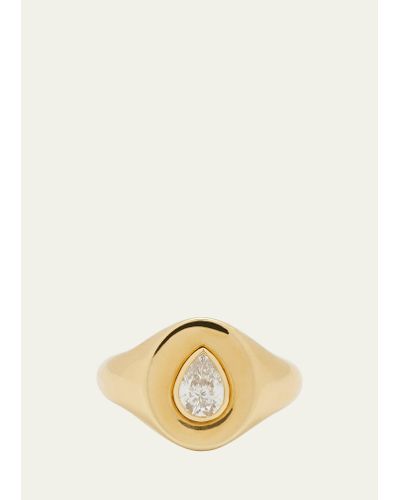 Jemma Wynne Limited Edition Signet Ring With Pear-shaped Diamond - Natural