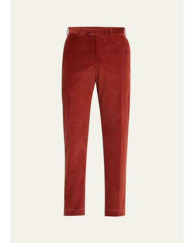 Brioni Micro-corduroy Flat Front Pants - Red