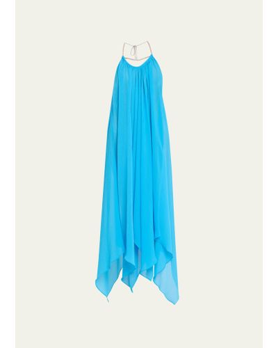 Ramy Brook Joyce Embellished-strap High-low Dress - Blue