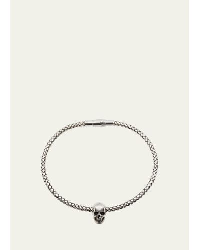 Alexander McQueen Metal Cord Skull Charm Bracelet - Natural
