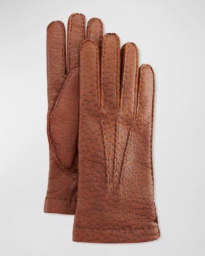 Hestra Peccary Hand-sewn Leather Cashmere-lined Gloves - Brown