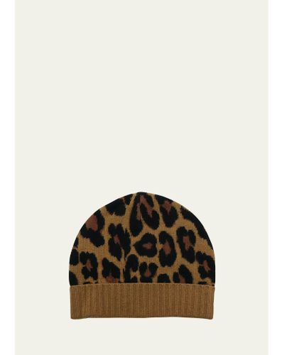 Portolano Leopard-print Knit Cashmere Beanie Hat - Multicolor