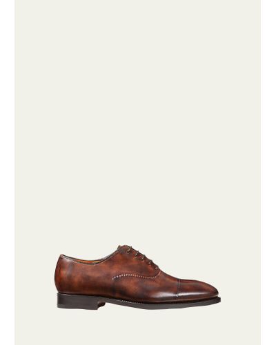 Bontoni Vittorio Reverse Stitch Cap-toe Oxfords - Brown