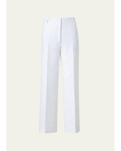 Akris Wide-leg Crop Cotton Twill Pants - White