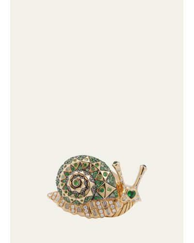 Harwell Godfrey Snail Statement Ring With Tsavorite And Diamonds - Multicolor