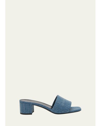 Givenchy 4g Logo Denim Slide Sandals - Blue