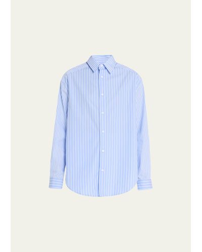 Matteau Contrast Stripe Button-front Shirt - Blue