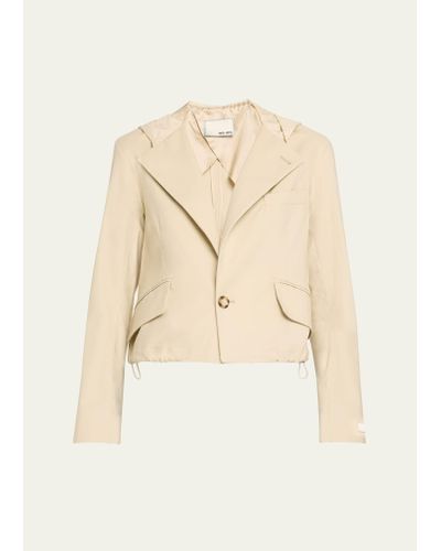 WE-AR4 The Cropped Hooded Blazer - Natural