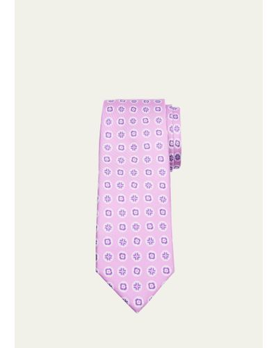 Charvet Silk Geometric-print Tie - Pink