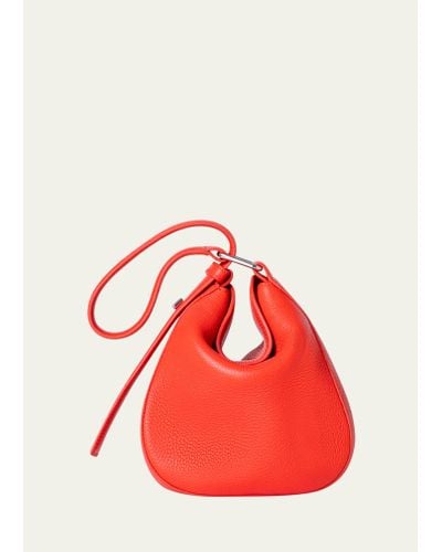 Akris Anna Mini Leather Hobo Bag - Red