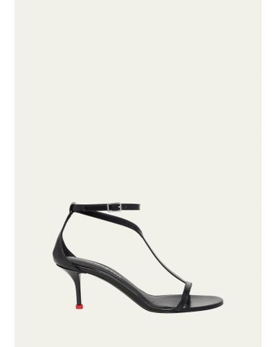Alexander McQueen Leather T-strap Stiletto Sandals - White