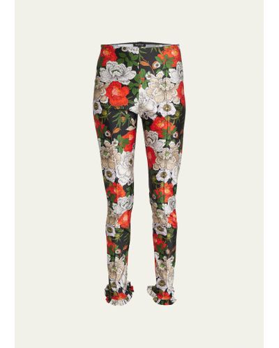 MERYLL ROGGE Floral Ruffle-cuff Jersey Leggings - Multicolor