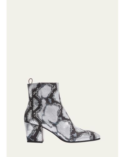 Christian Louboutin Rosalio Snake-print Calfskin Ankle Boots - White