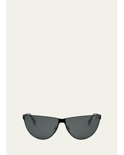 Fendi Logo Cutout Metal Cat-eye Sunglasses - Gray