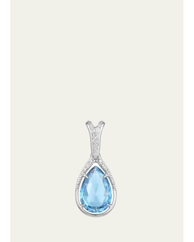 Paul Morelli 18k Wg Aquamarine Droplete Charm With Diamonds - Blue