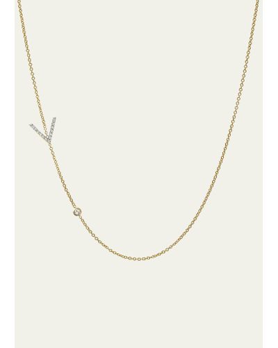 Zoe Lev 14k Yellow Gold Diamond Initial V Necklace - Natural
