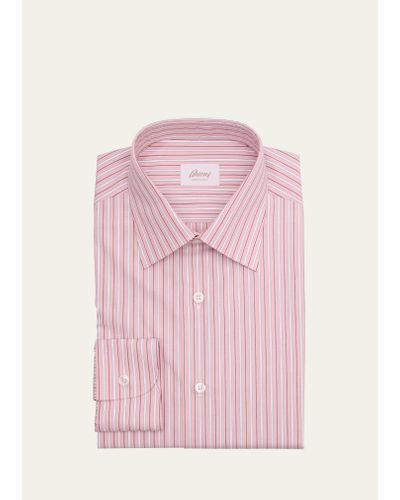 Brioni Cotton Stripe Dress Shirt - Pink