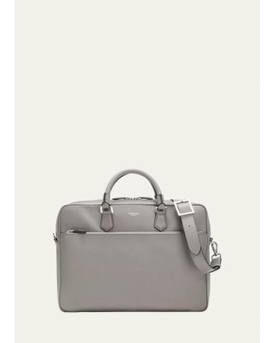 Serapian Slim Briefcase In Cachemire Leather - Gray