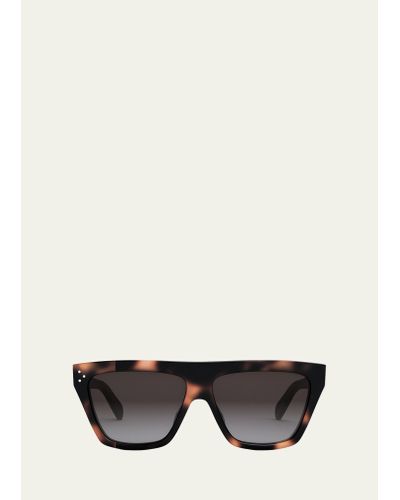 Celine Logo Flat-top Square Acetate Sunglasses - Black