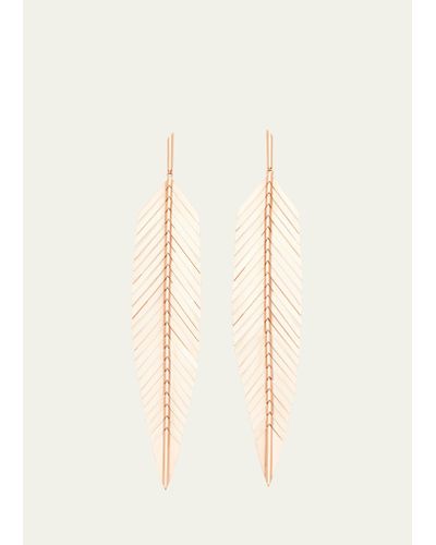 CADAR 18k Rose Gold Large Feather Drop Earrings - Natural