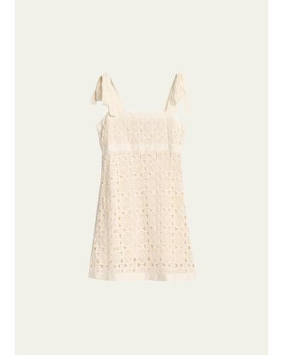 Hannah Artwear Andie Tie-shoulder Cotton Crochet Lace Mini Dress - Natural
