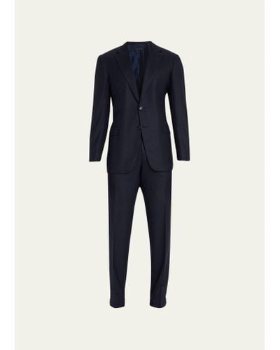 Brioni Brun Wool Micro Check Suit - Blue