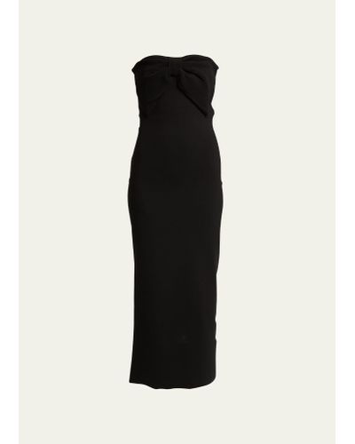 Chloé Rib Bow Strapless Knit Midi Dress - Black