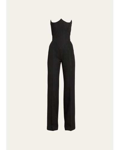 Alexander McQueen Strapless Tailored Jumpsuit With Lace-up Back - White