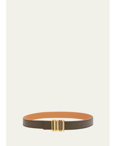 Loewe Graphic Buckle Leather Belt - Natural